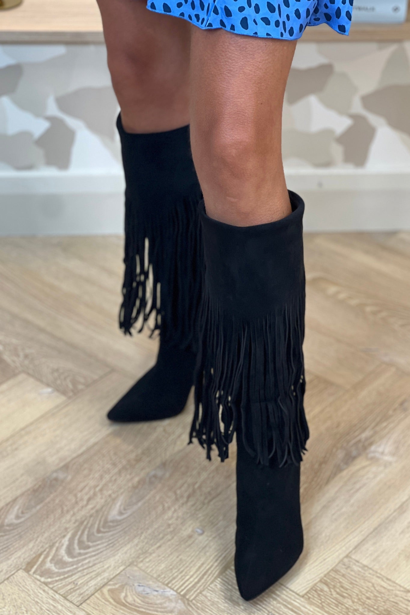 Sadie Fringed Boot In Black - The Walk in Wardrobe