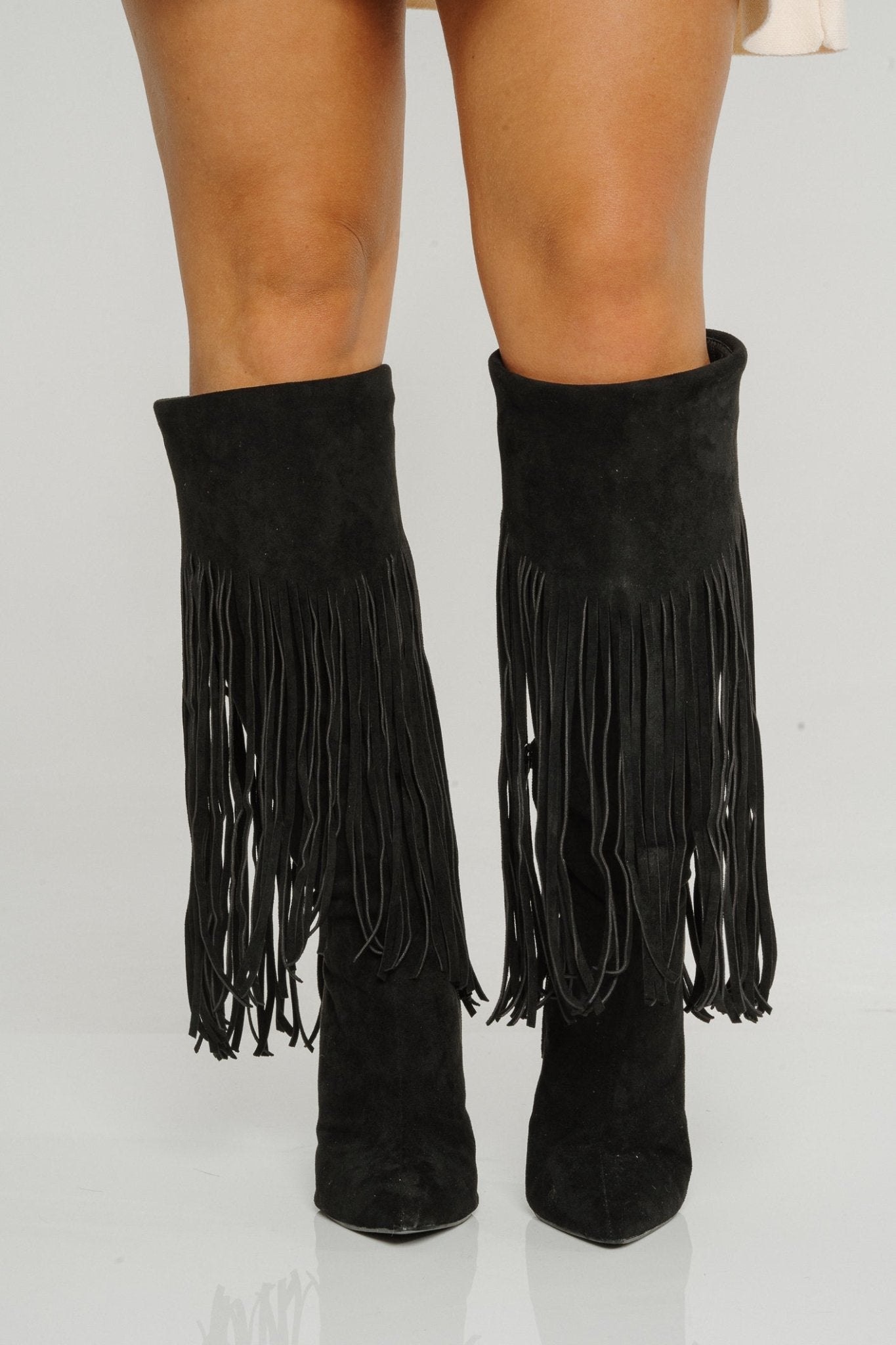 Sadie Fringed Boot In Black - The Walk in Wardrobe