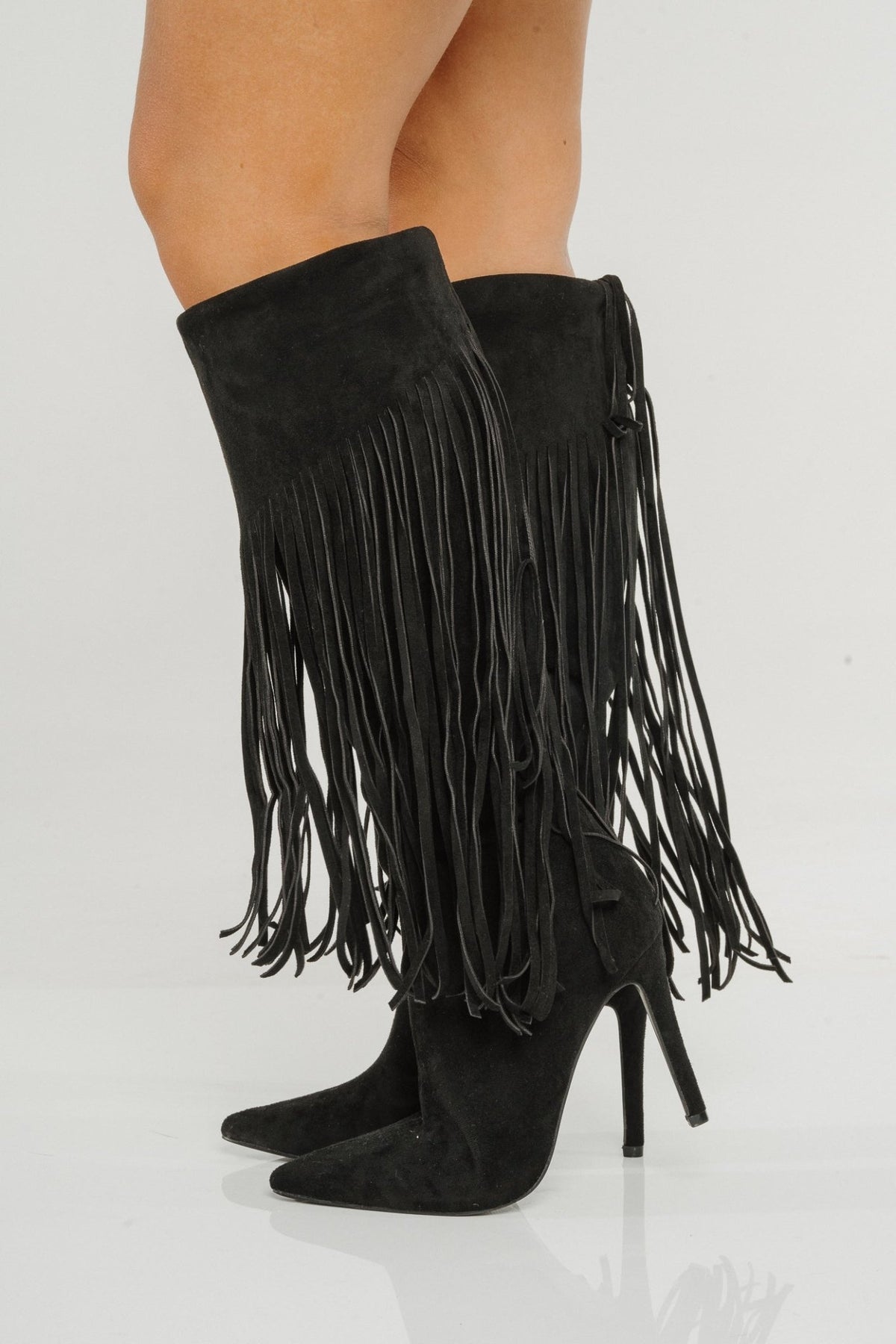 Sadie Fringed Boot In Black - The Walk in Wardrobe