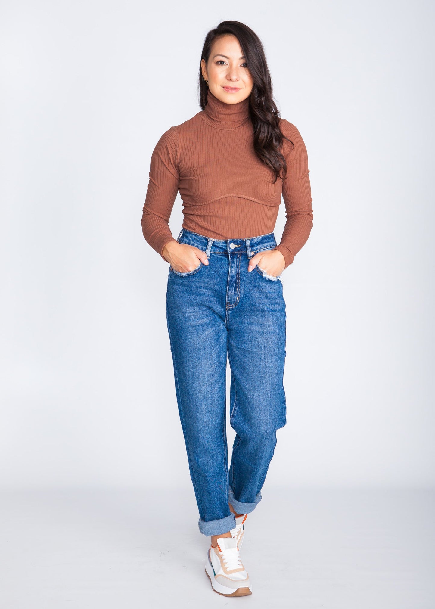 Scarlet Ribbed Polo Neck In Bronze - The Walk in Wardrobe