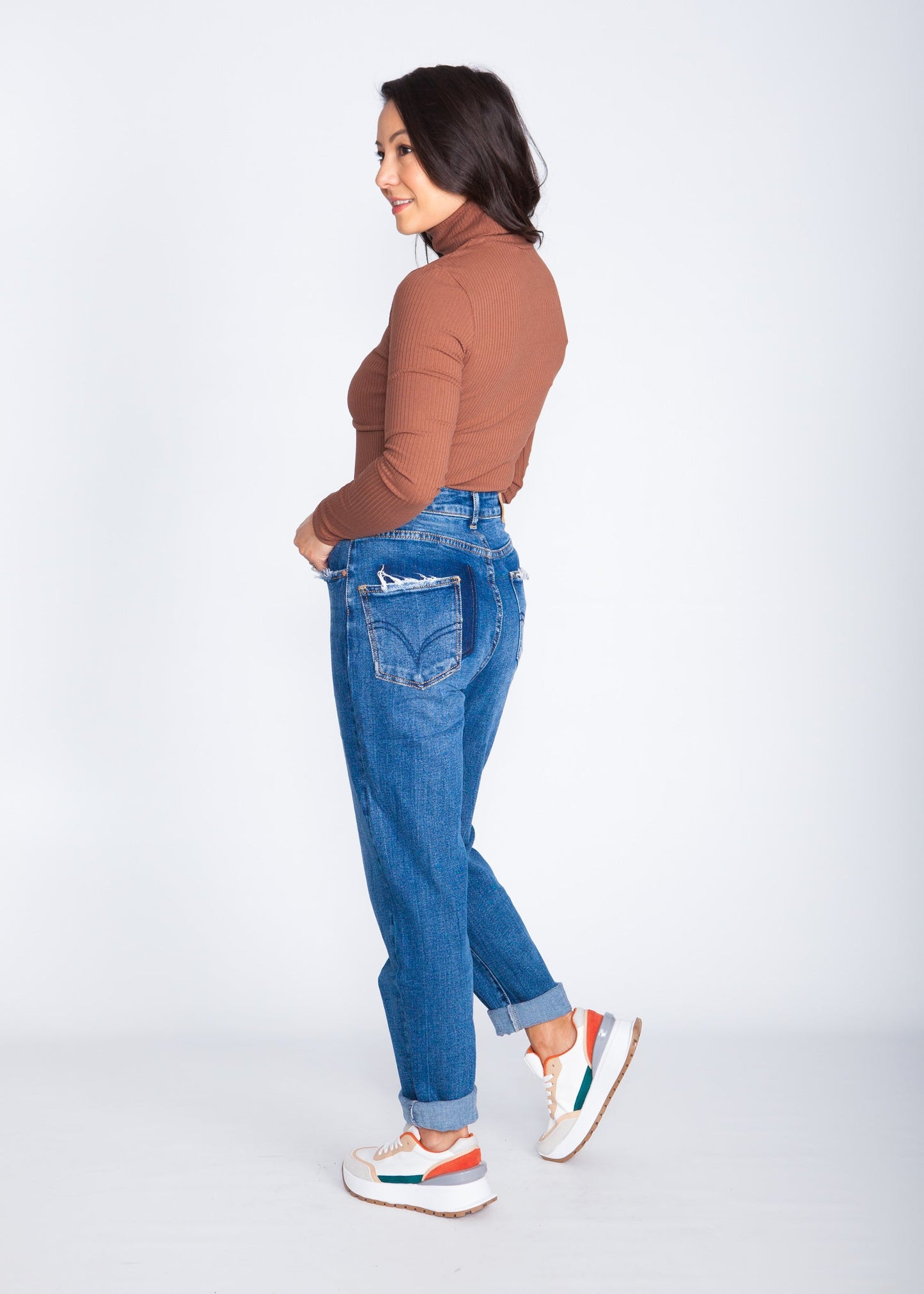 Scarlet Ribbed Polo Neck In Bronze - The Walk in Wardrobe