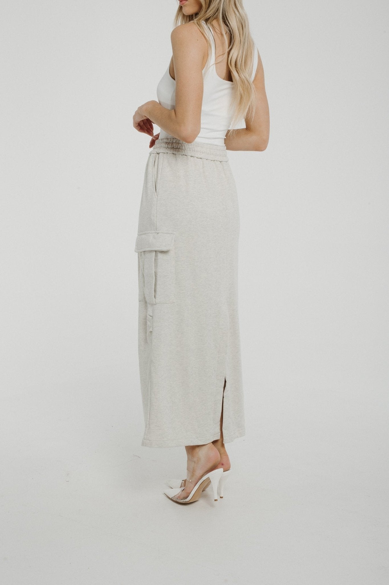 Summer Jersey Maxi Skirt In Grey - The Walk in Wardrobe
