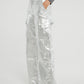 Summer Metallic Combat Trousers In Silver - The Walk in Wardrobe