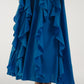Taylor Belted Ruffle Dress In Blue - The Walk in Wardrobe
